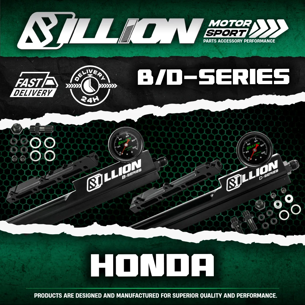 ชุดรางหัวฉีด Billion BLACK สำหรับ HONDA B-Series พร้อมหน้าเกจวัด AN6