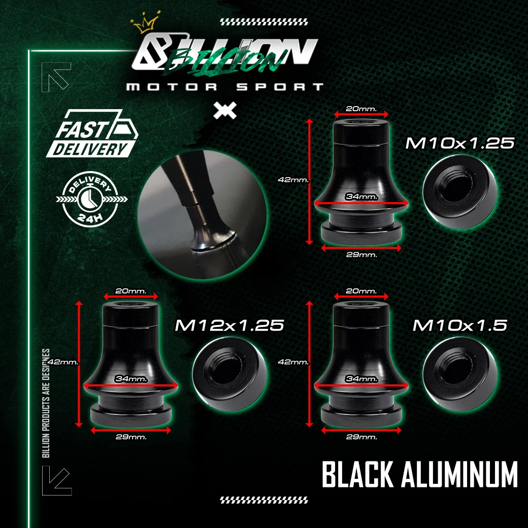 Billion บูทถุงเกียร์ อลูมิเนียม สีดำ (เกลียว M10x1.25)