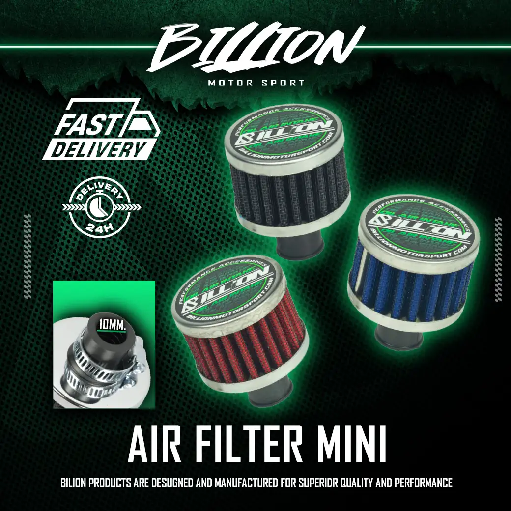 กรองดักไอเครื่องยนต์ Air Filter Mini Billion 10mm. Black