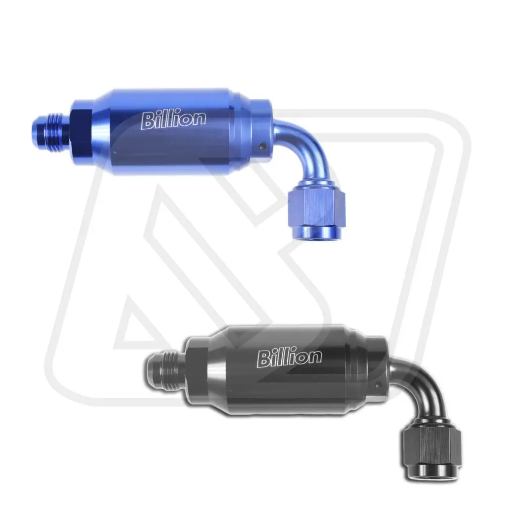 Fuel Filter กรองน้ำมันเชื้อเพลิง Billion 90° เกลียวตัวเมีย AN6 สีดำ (Black)