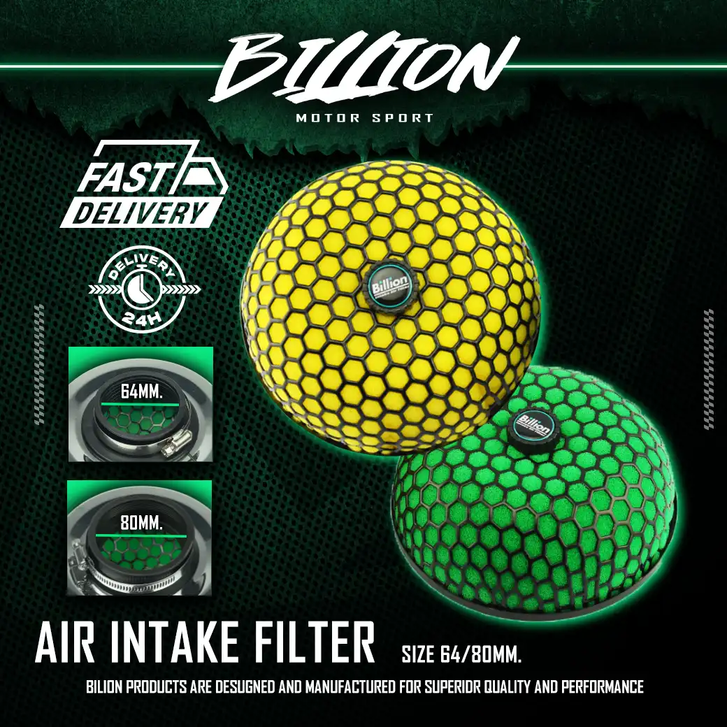 กรองอากาศ Air Intake Billion 64mm สีเขียว
