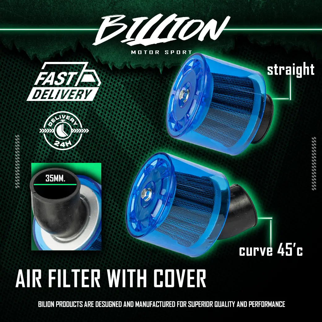 กรองอากาศ Billion Air Filter 35mm. มีฝาครอบ (แบบตรง)