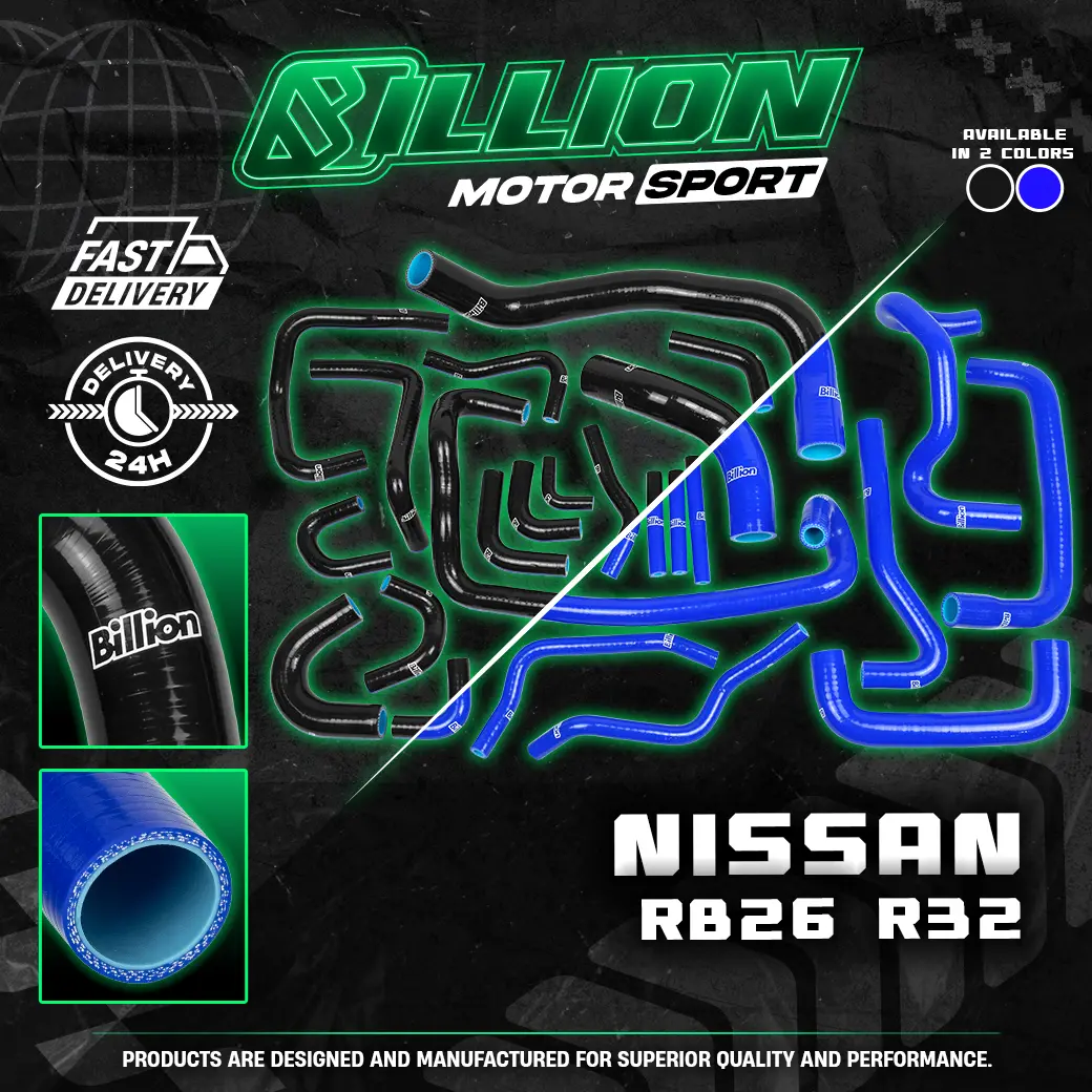 ชุดท่อน้ำ Billion Nissan RB26 R32 (24 ชิ้น) สี BLACK