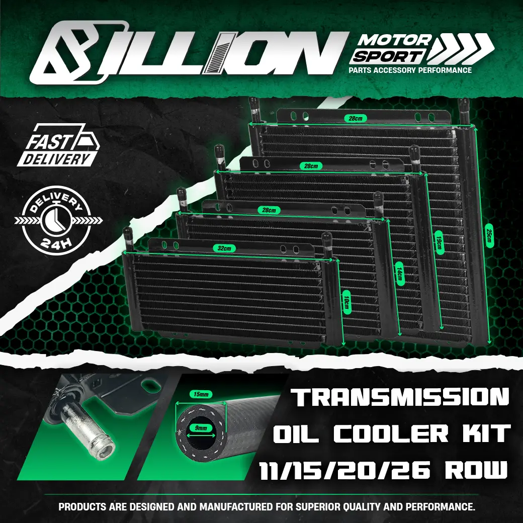 ชุดออยคูลเลอร์น้ำมันเกียร์อัตโนมัติ Transmission Oil Cooler Kit Billion Black 11ROW