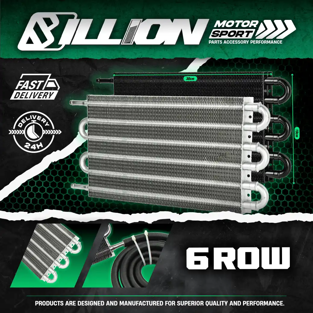 Oil Cooler Kit ชุดแผงออยเกียร์ Billion 6 แถว พร้อมสายออย SILVER
