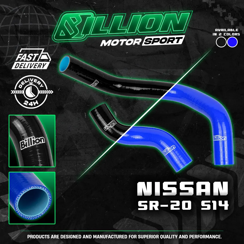 ท่อน้ำ Billion Nissan เครื่อง SR20 S14 (2 ชิ้น) สี BLACK