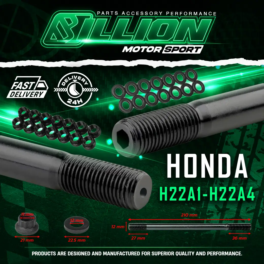 น็อตฝาสูบ Billion HONDA H22A1-H22A4 ชุดน็อตฝาเครื่อง H-Series สำหรับรถแต่งแรงสูง