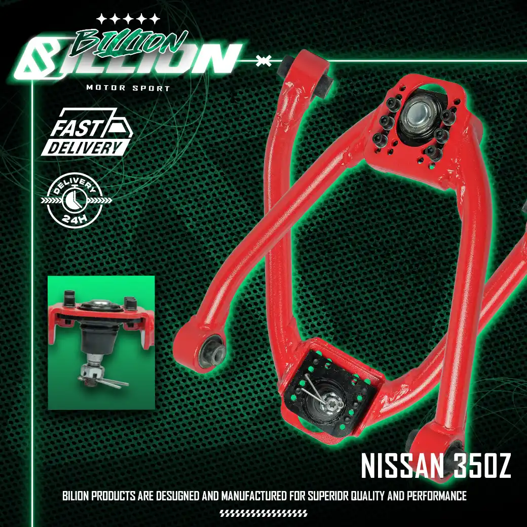 ชุดปรับมุมล้อหน้า Billion Nissan 350Z (Camber Arms | สีดำงานเหล็ก)