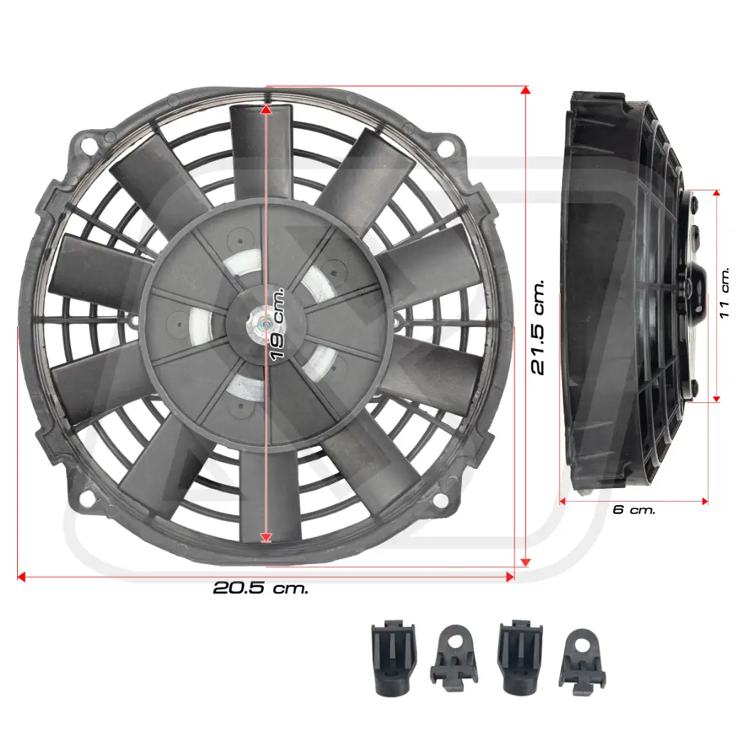 พัดลมไฟฟ้าหม้อน้ำ Billion Radiator Fan 7.5 นิ้ว 12V ใบตรง รุ่นระบายความร้อนเร็วพิเศษ