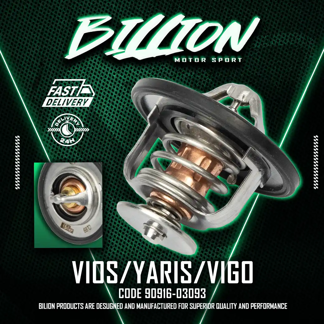 วาล์วน้ำ Billion Thermostat 68° [Part No. 90916-03093] สำหรับ Toyota Vios 03-15 1NZ, Yaris 06, Vigo 1-2TR, 1-2JZ, 1-3RZ