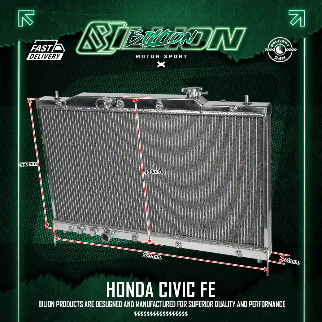 หม้อน้ำอลูมิเนียม Billion 2 ช่องใหญ่ Honda Civic FE | หม้อน้ำซิ่ง ระบายความร้อนสูง