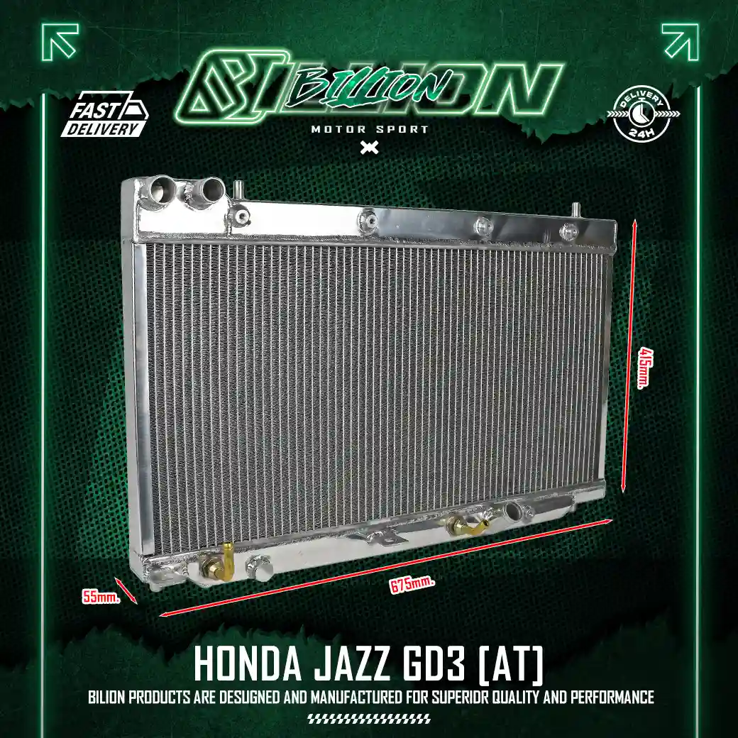 หม้อน้ำอลูมิเนียม Billion 2 ช่องใหญ่ Honda Jazz GD3 (AT)