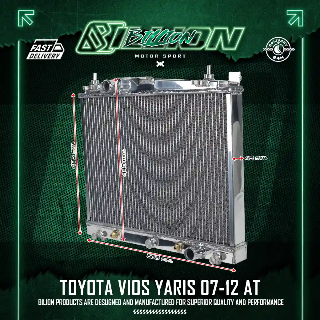 หม้อน้ำอลูมิเนียม Billion 2 ช่องใหญ่ TOYOTA VIOS/YARIS 07-12 AT | หม้อน้ำซิ่ง ระบายความร้อนเยี่ยม