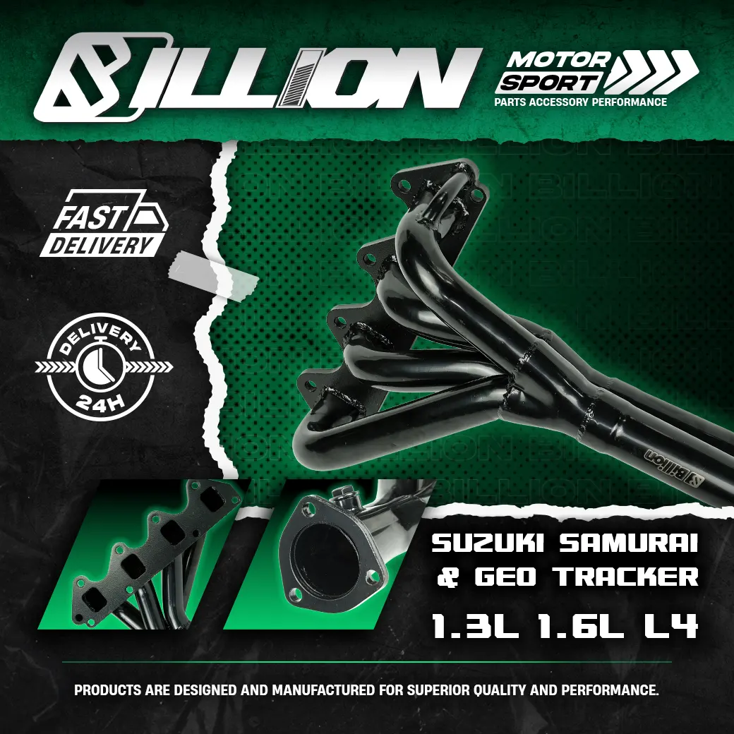 เฮดเดอร์ Billion Suzuki Caribian Samurai Vitara & Geo Tracker 1.3L 1.6L L4 [Steel-Black]