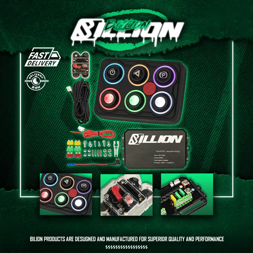 แผงสวิตช์ไฟ 6 ปุ่ม Billion RGB Master Switch พร้อมระบบไฟ LED ปรับสีได้