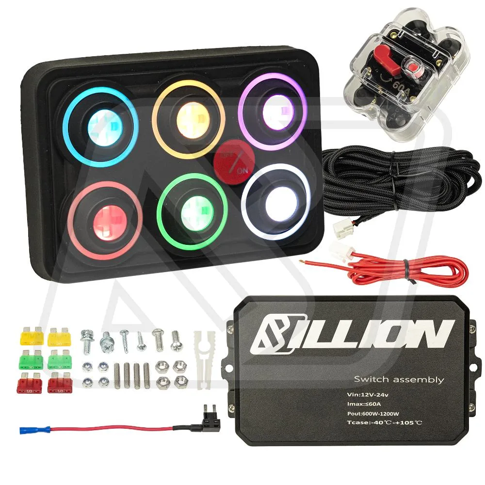 แผงสวิตช์ไฟ 6 ปุ่ม Billion RGB Master Switch พร้อมระบบไฟ LED ปรับสีได้