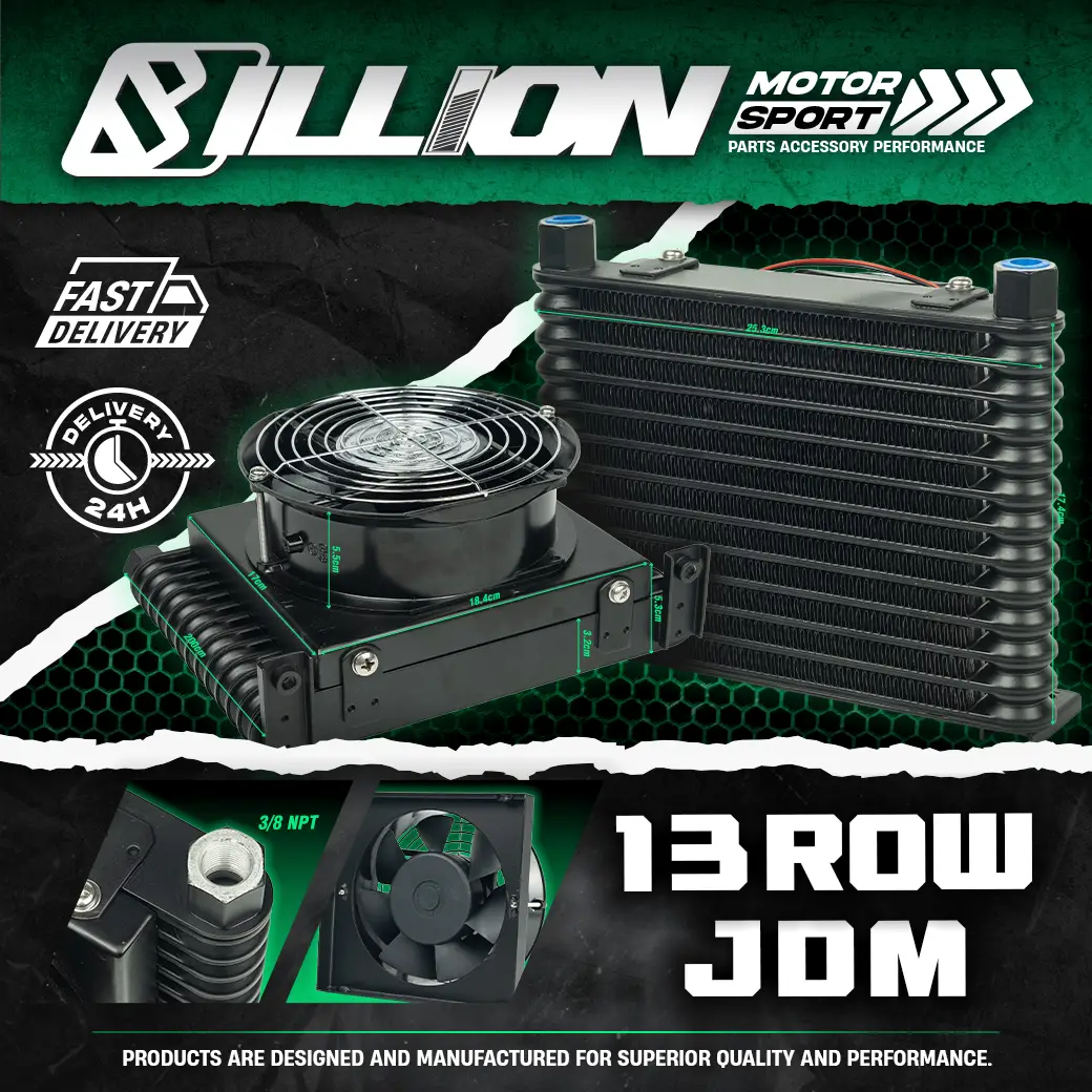 แผงออยคูลเลอร์ Billion JDM BL608 ขนาด 13Row AN10 พร้อมพัดลมไฟฟ้า