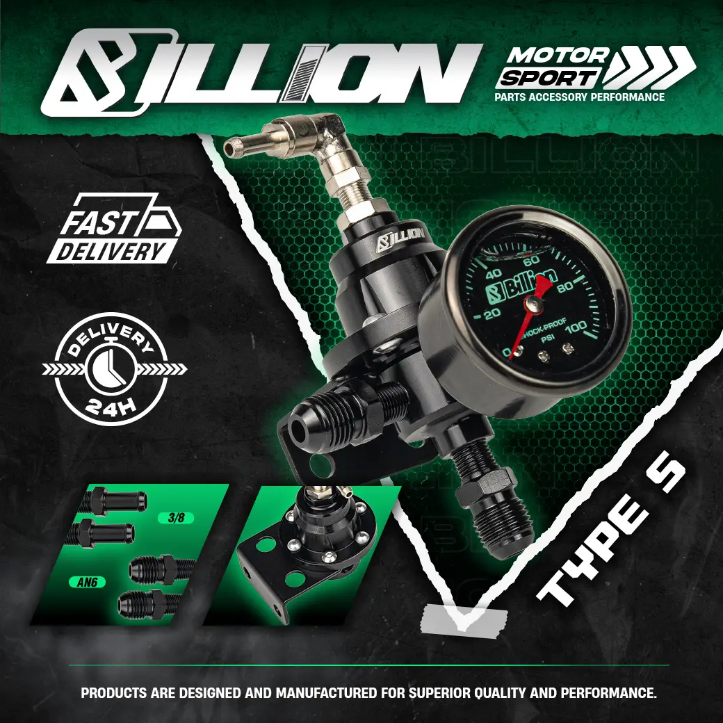 Regulator Kit Set เร็กกูเรเตอร์น้ำมันเชื้อเพลิง Billion Type-S Black พร้อมเกจวัดแรงดัน