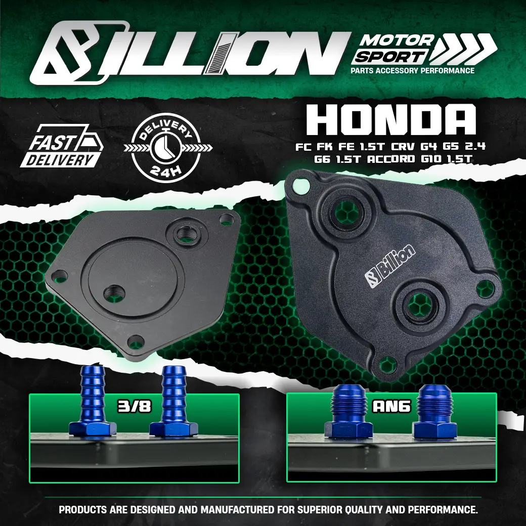 Transmission CVT Adapter Billion สำหรับ HONDA (FC FK FE 1.5T CRV G4 G5 2.4 G6 1.5T Accord G10 1.5T) + M14x1.5 O-Ring to AN6