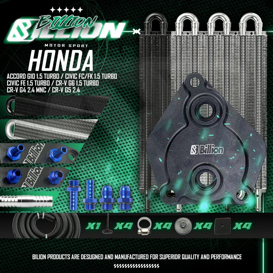 Transmission CVT Adapter Billion Honda (FC FK FE 1.5T CRV G4 G5 2.4 G6 1.5T Accord G10 1.5T)  พร้อมชุดแผงออยเกียร์ 6 แถว และสายออย (Silver)
