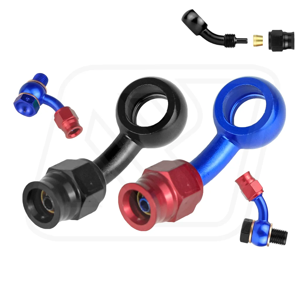 Billion หัวบันโจ PTFE AN3 แบบ 45 องศา [BLUE-RED]