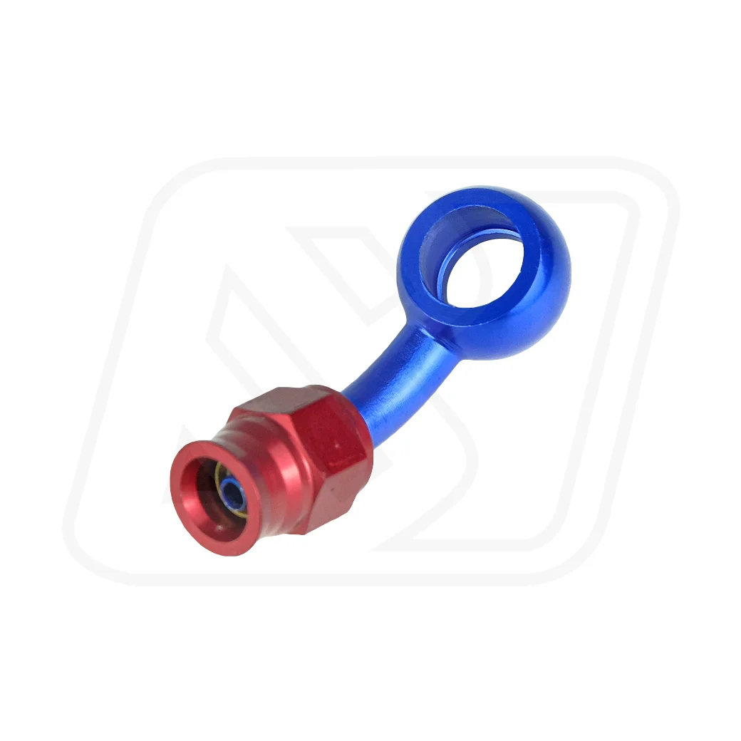 Billion หัวบันโจ PTFE AN3 แบบ 45 องศา [BLUE-RED]