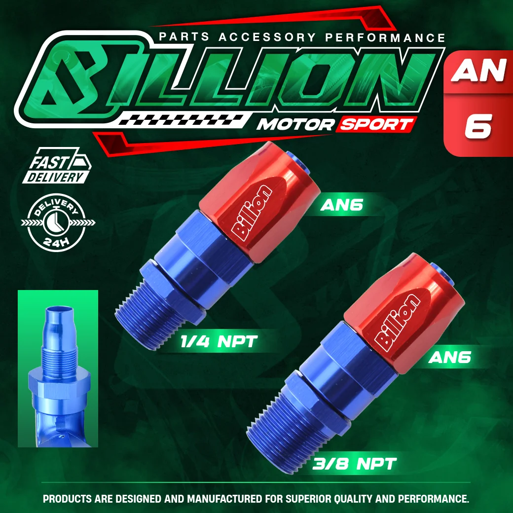 Billion ข้อต่อตรง (AN6 ออกเกลียว 1/4"NPT)