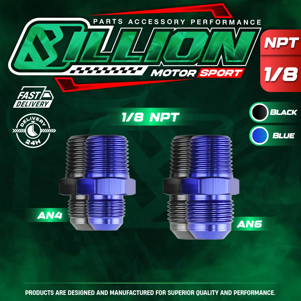 Billion ข้อลดเกลียว 1/8"NPT ออก AN4 [BLUE]