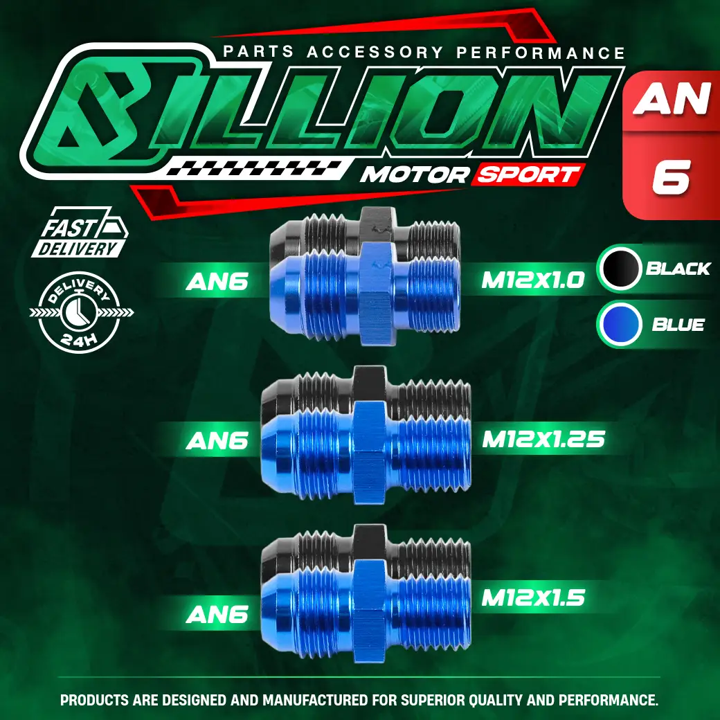 Billion ข้อลดเกลียว AN6 ออก M12X1.25 [BLUE]