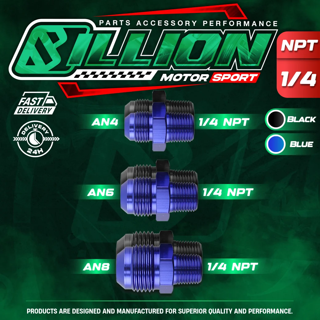 Billion ข้อลดเกลียว 1/4"NPT ออก AN6 [BLUE]