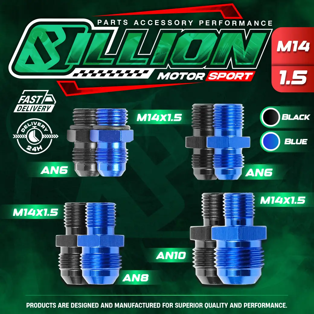Billion ข้อลดเกลียว M14X1.5 ออก AN6  [BLUE]