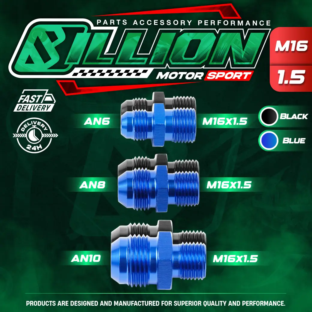 Billion ข้อลดเกลียว M16X1.5 ออก AN6  [BLUE]