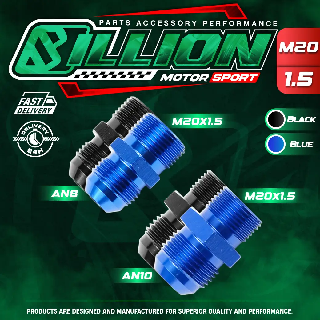 Billion ข้อลดเกลียว M20X1.5 ออก AN8 [BLUE]