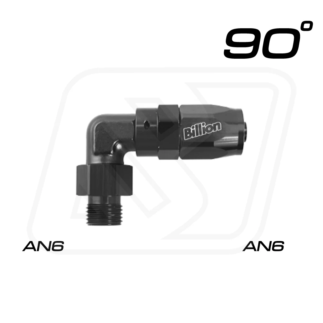 Billion ข้อต่อ 90 องศา AN6 ออก AN6 หัวตัด BLACK