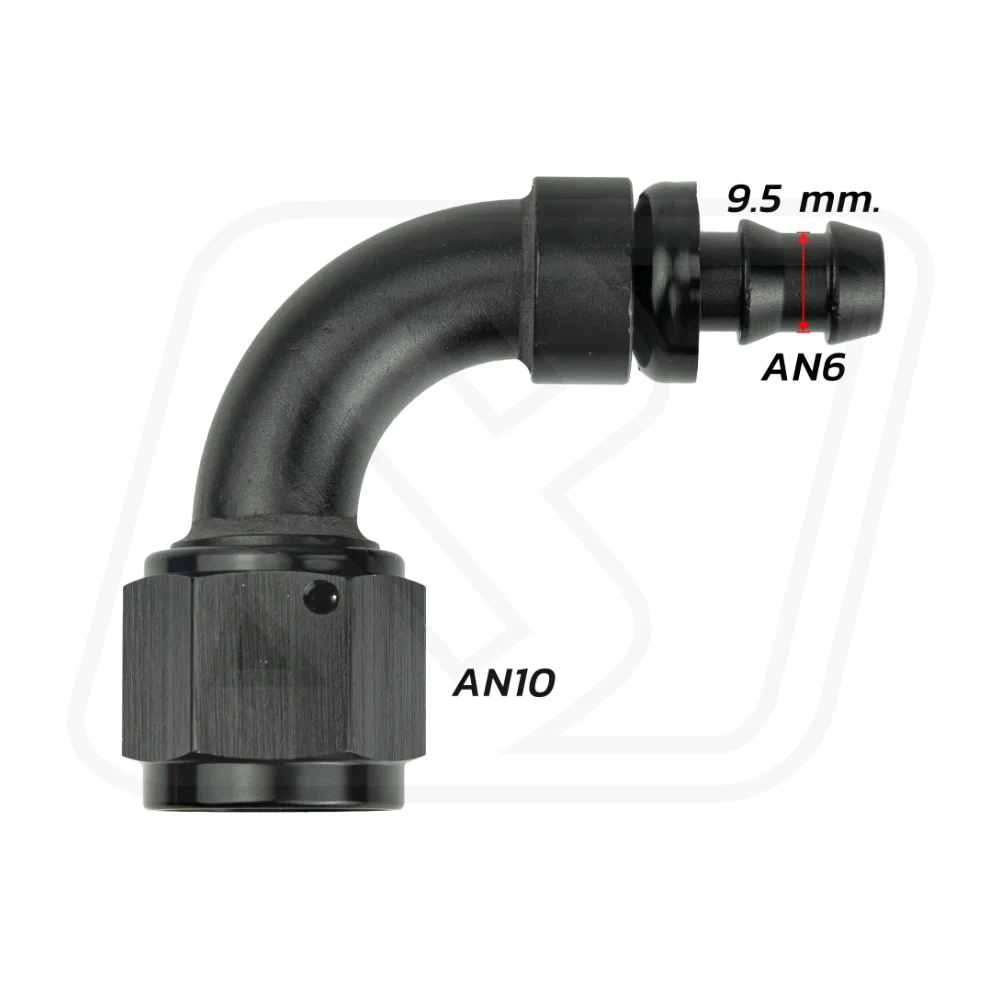 Billion ข้อต่อ 90 องศา ขนาด AN10 ออก หางปลา 3/8 [BLACK] LP