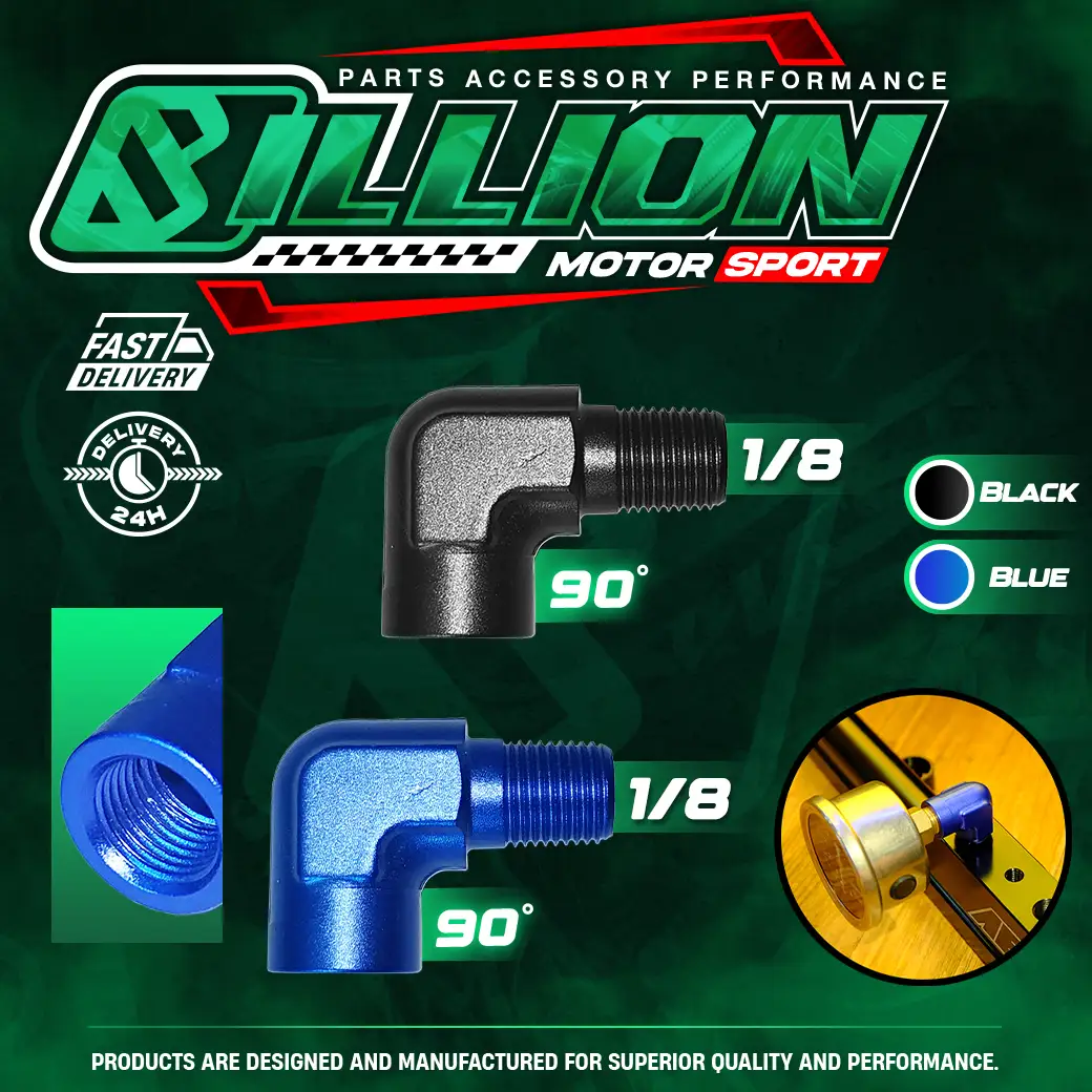 Billion ข้อต่อ 90 องศา ออกเกลียว 1/8 ตัวผู้-เมีย [BLUE]