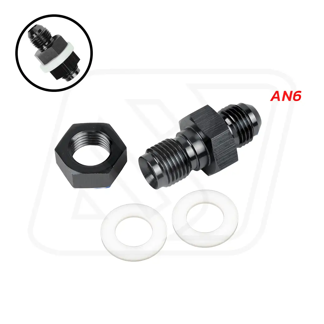 H/F Fuel Cell Bulkhead Fitting AN6 [BLACK]