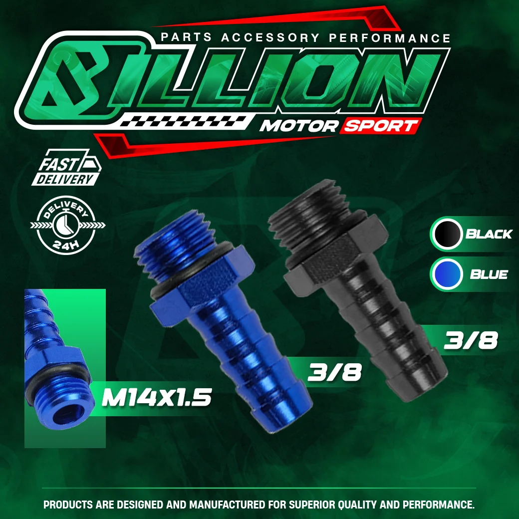 Billion ข้อลดเกลียว M18X1.5 โอริง ออกหางปลา 3/8 (BLUE)