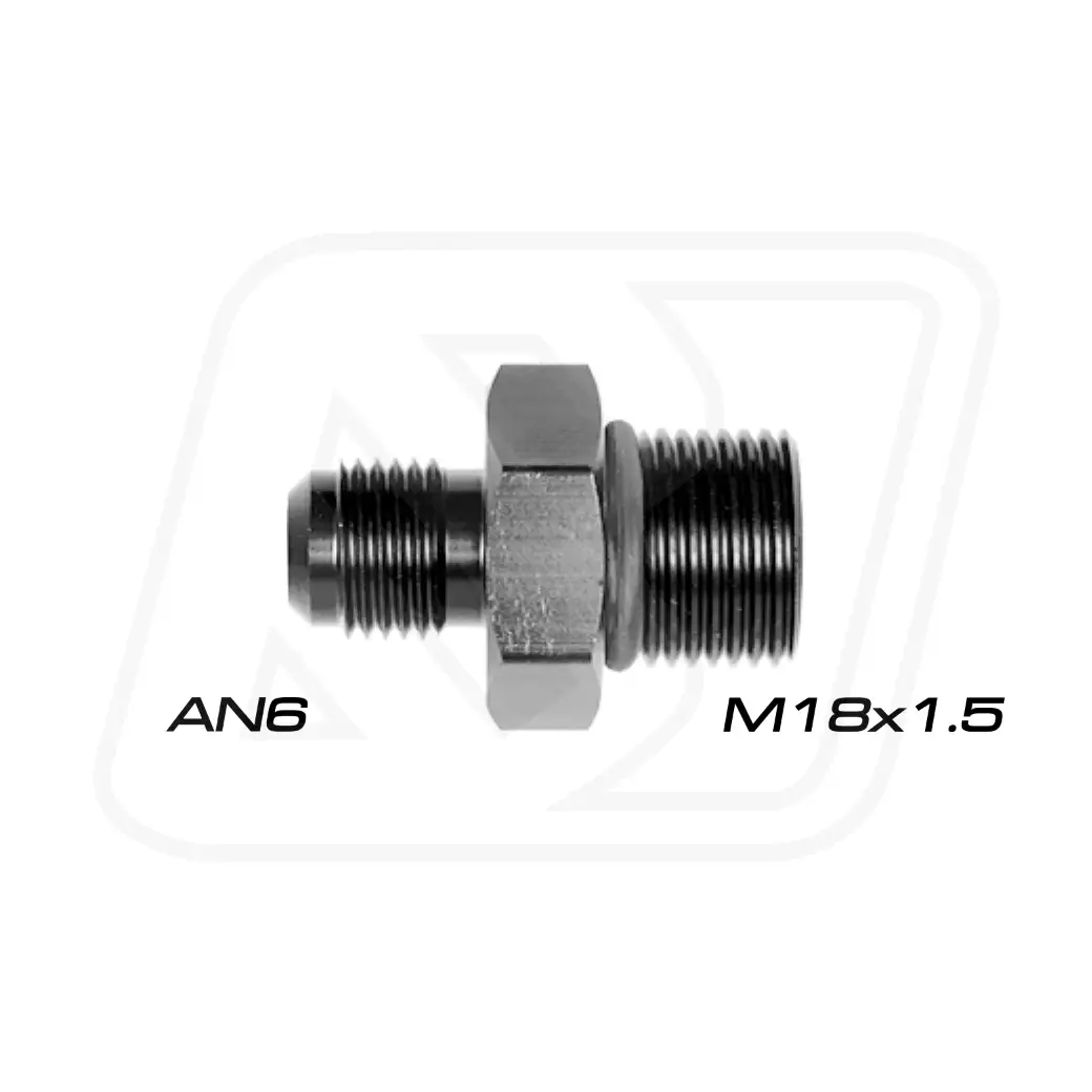 Billion ข้อลดเกลียว M18X1.5 โอริง ออก AN6 [BLACK]