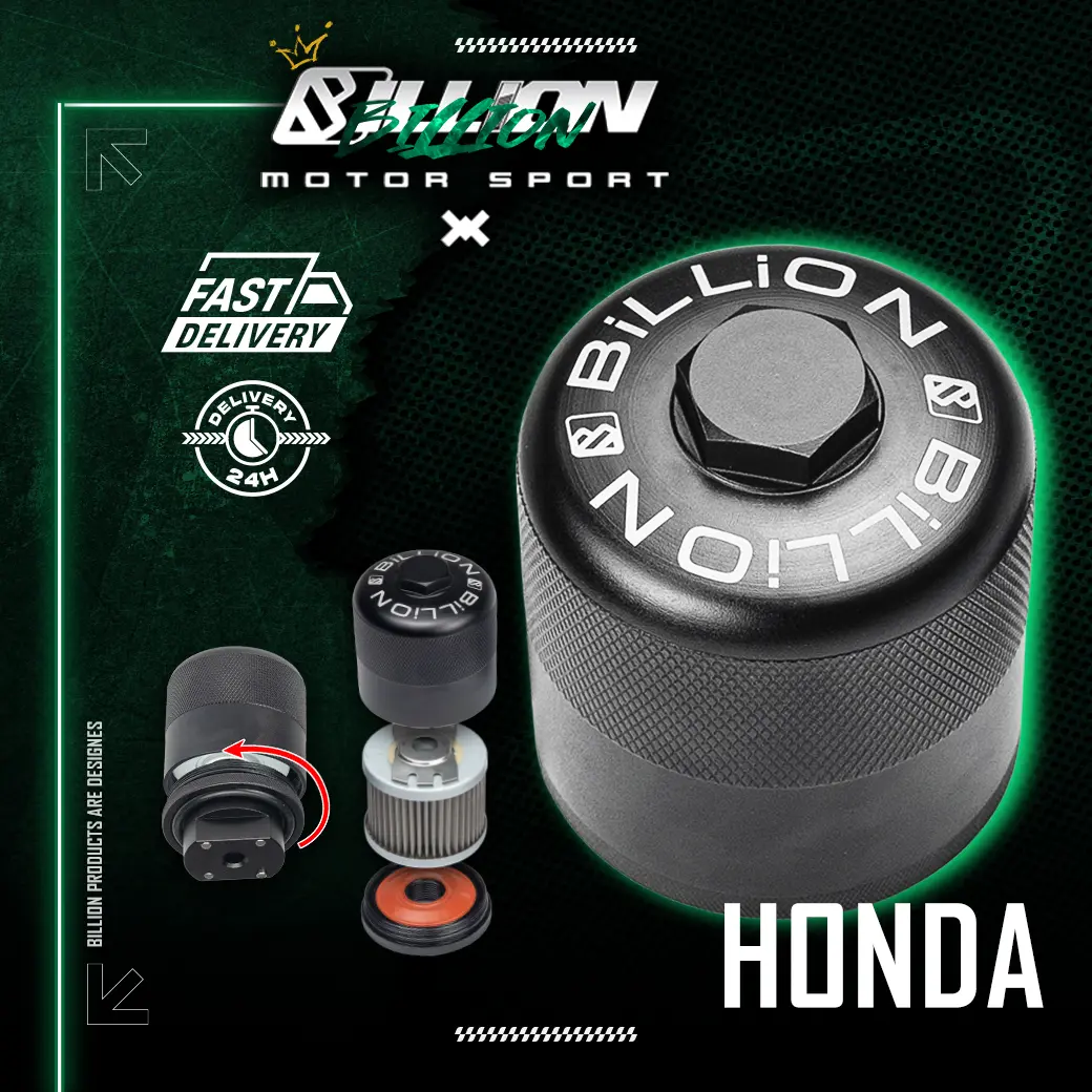 Billion กรองน้ำมันเครื่อง Billet แบบถอดล้างได้ + แม่เหล็ก สำหรับ Honda