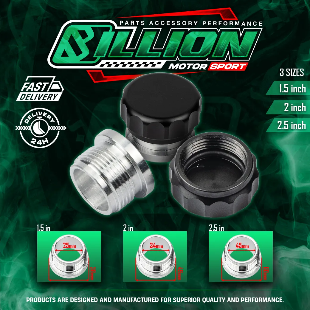 Billion ฝาปิดถังอลูมิเนียมคอเชื่อม CNC 1.5 นิ้ว (สีดำ)