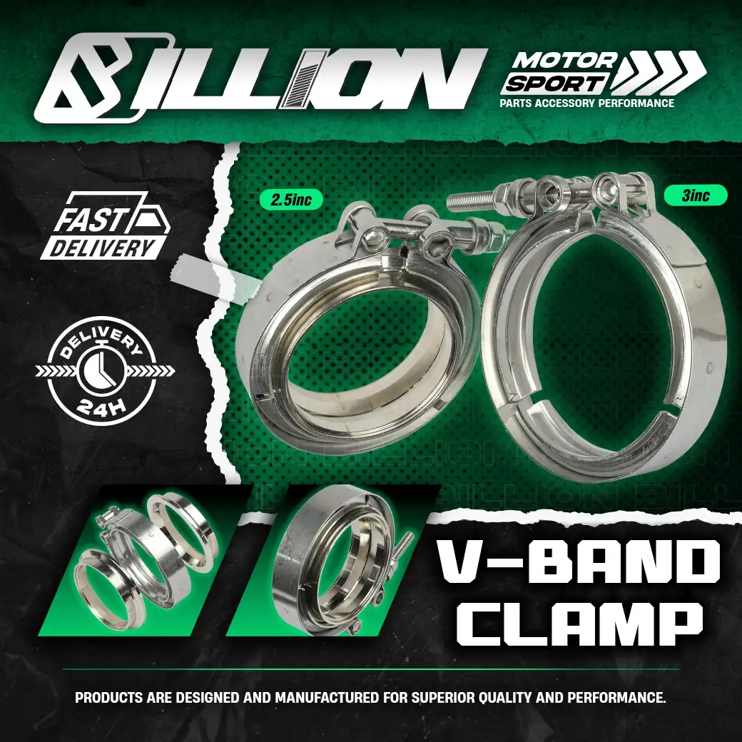 เข็มขัดหน้าแปลนท่อไอเสียสแตนเลส V-Band Clamp ขนาด 2.5 นิ้ว