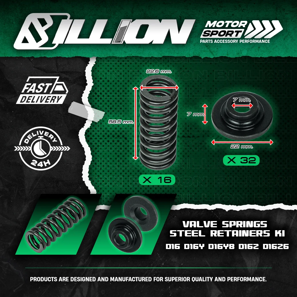 Billion Valve Springs & Steel Retainers Kit สำหรับ Honda D16 / D16Y / D16Y8 / D16Z / D16Z6