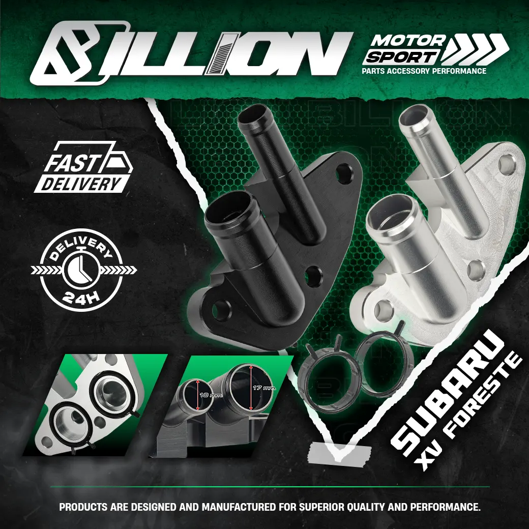 Billion อแดปเตอร์น้ำอลูมิเนียม Billion ใต้คอมแอร์ + โอริง SUBARU XV / Forester (CNC SL)