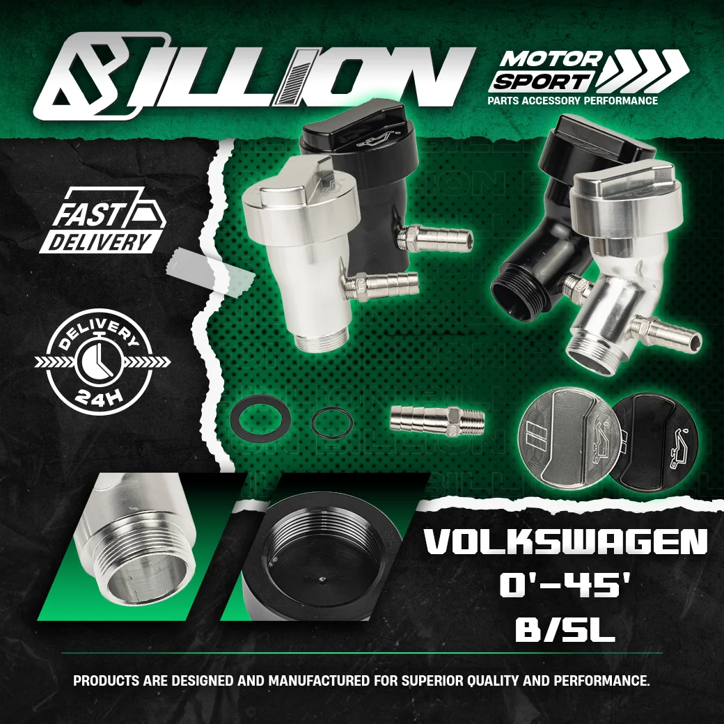 คอเติมน้ำมันเครื่อง Billion CNC สำหรับ Volkswagen 45° SILVER