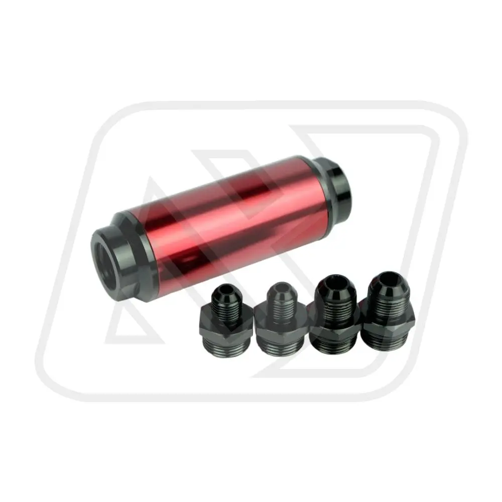 Fuel Filter กรองน้ำมันเชื้อเพลิงสแตนเลส Billion 40 Micron AN6/AN8 Red