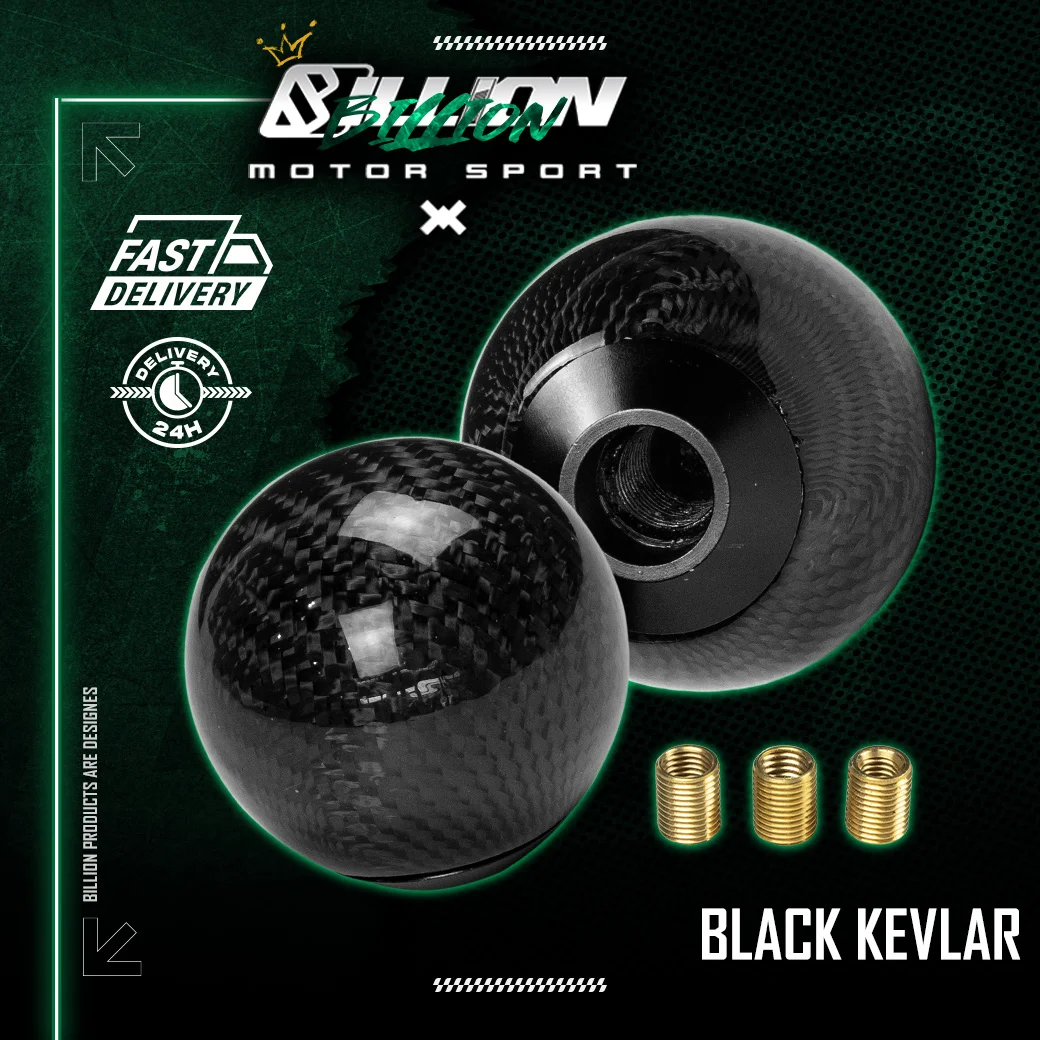 หัวเกียร์ Billion ทรงกลม เคฟล่าแท้ [สีดำ]