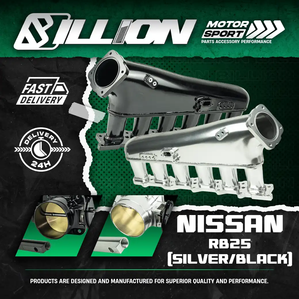 คอไอดี Billion CNC + ลิ้น 90 mm + รางหัวฉีด Nissan RB25 (BLACK)