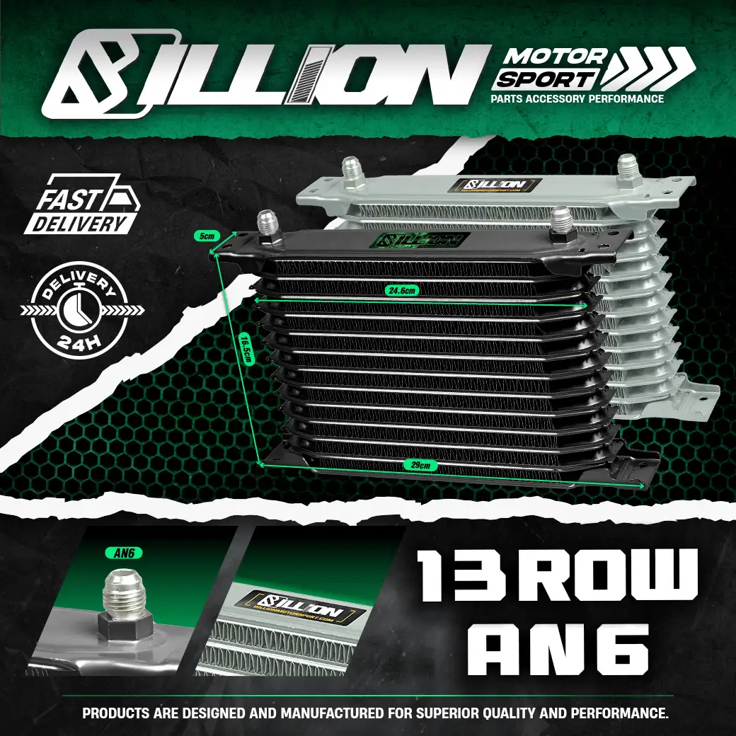 แผงออยคูลเลอร์ Billion JDM สีดำ AN6 290mm. (13 แถว)