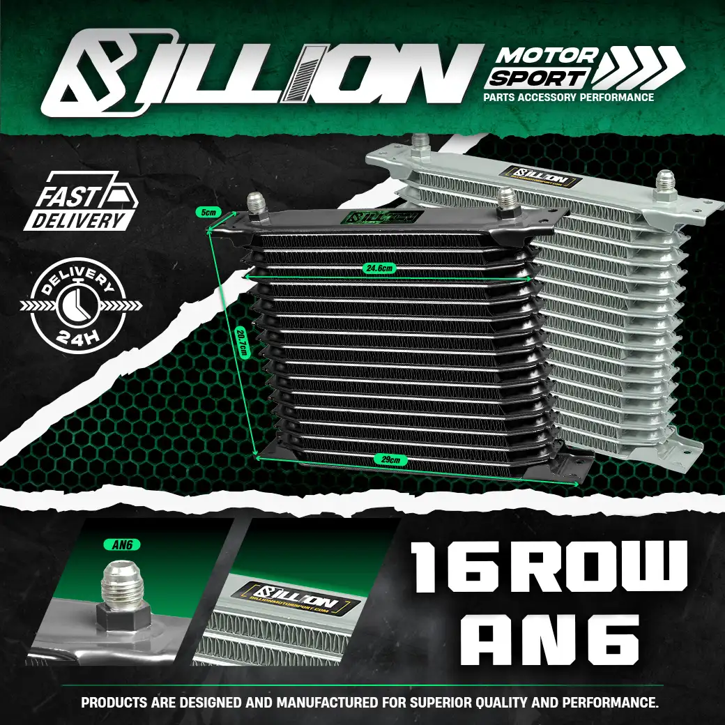 แผงออยคูลเลอร์ Billion JDM ดำ AN6 290mm.(16Row)